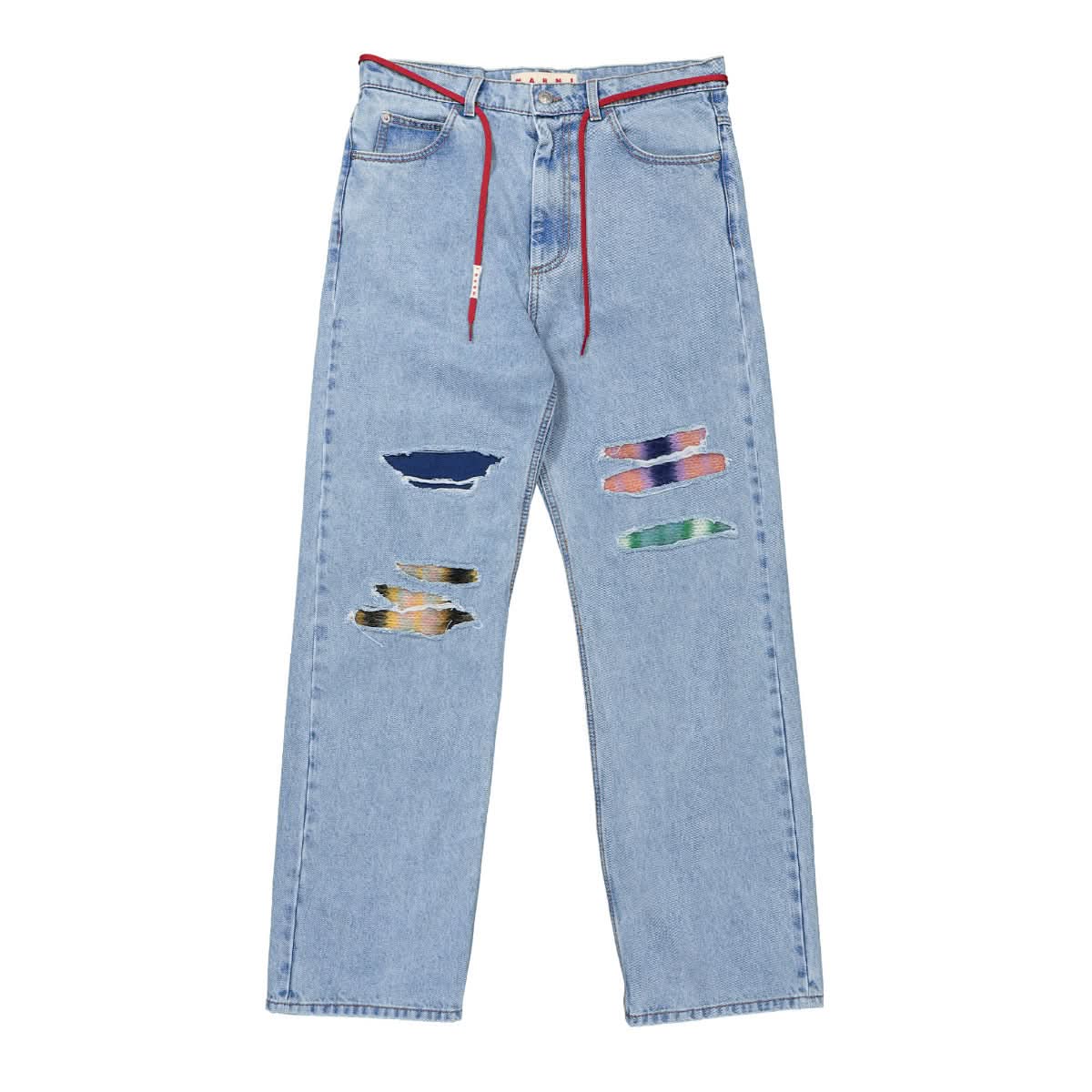 Bleached Coated Denim Trousers