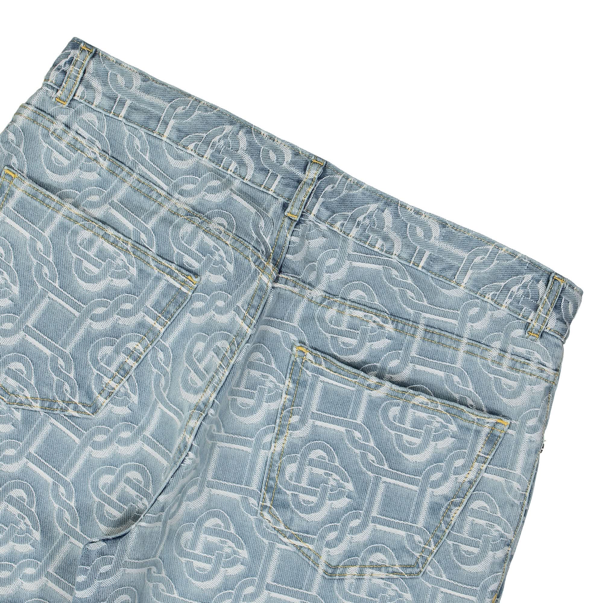 Denim Bleached Monogram Trousers - Image 5