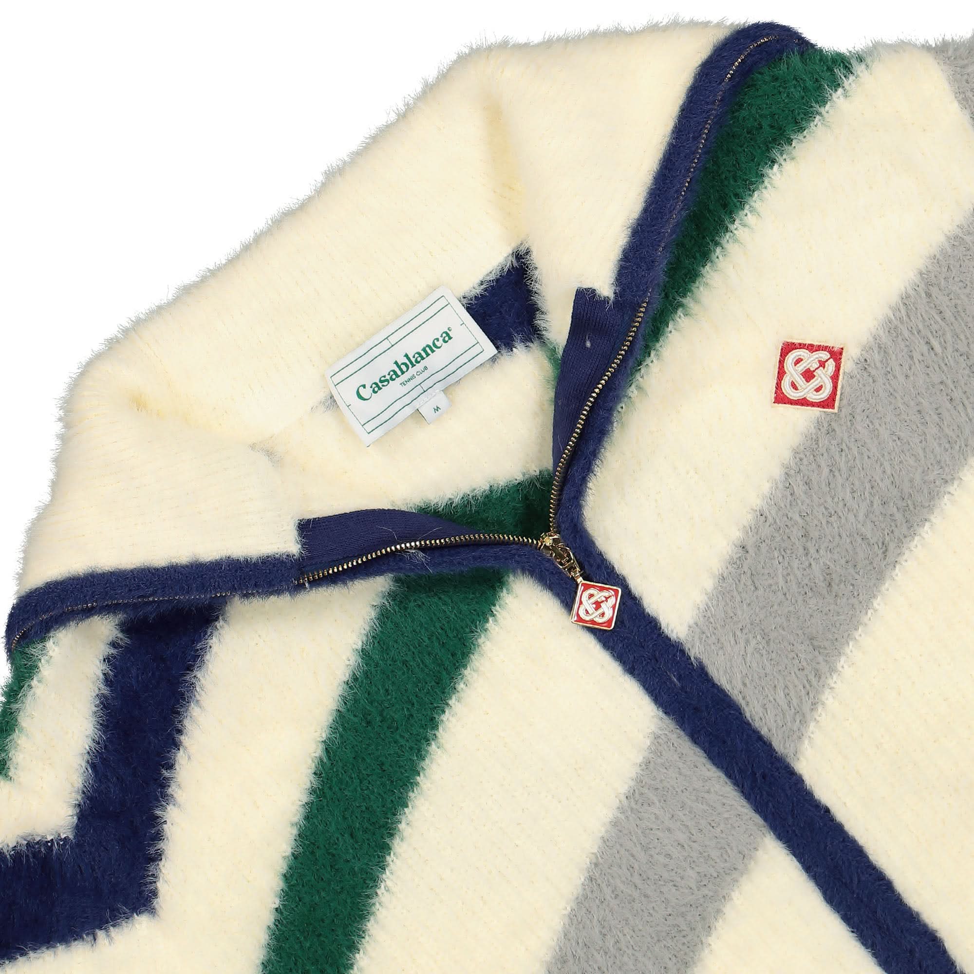 Furry Striped Zip Up Jumper - Image 3