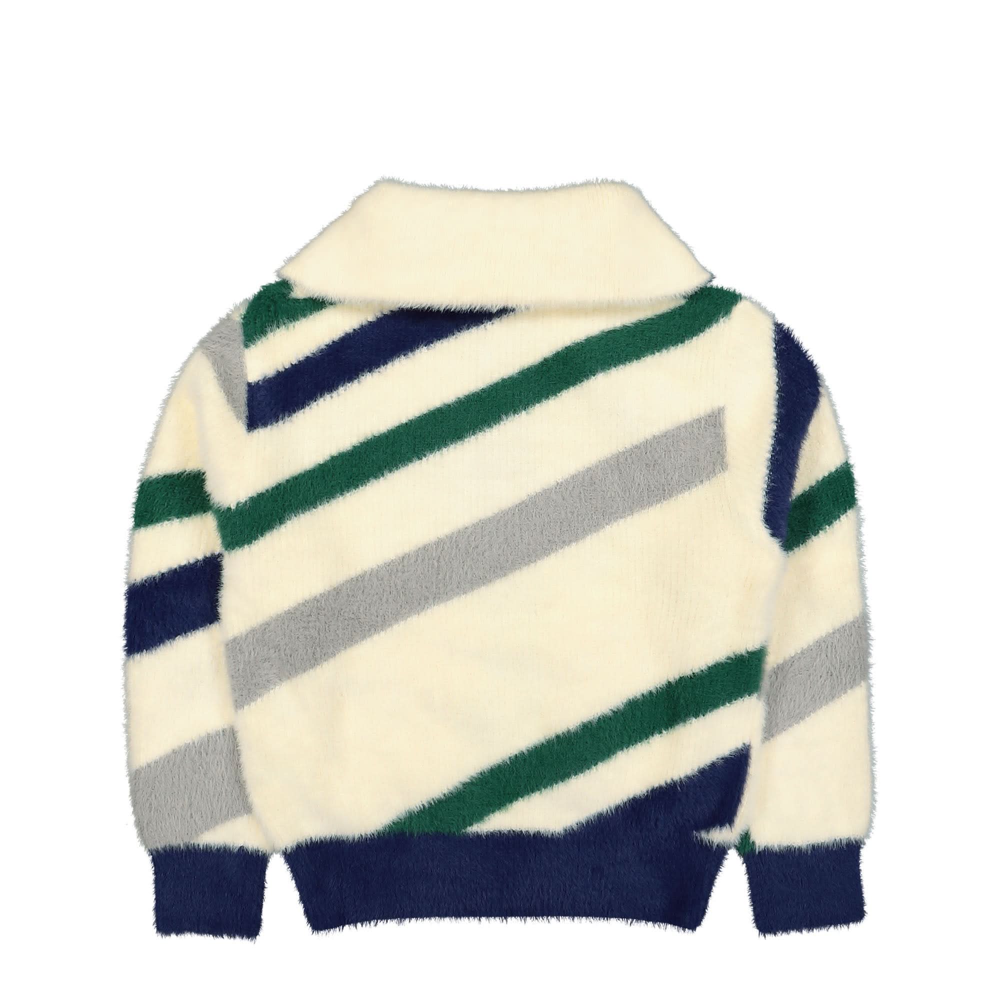 Furry Striped Zip Up Jumper - Image 4