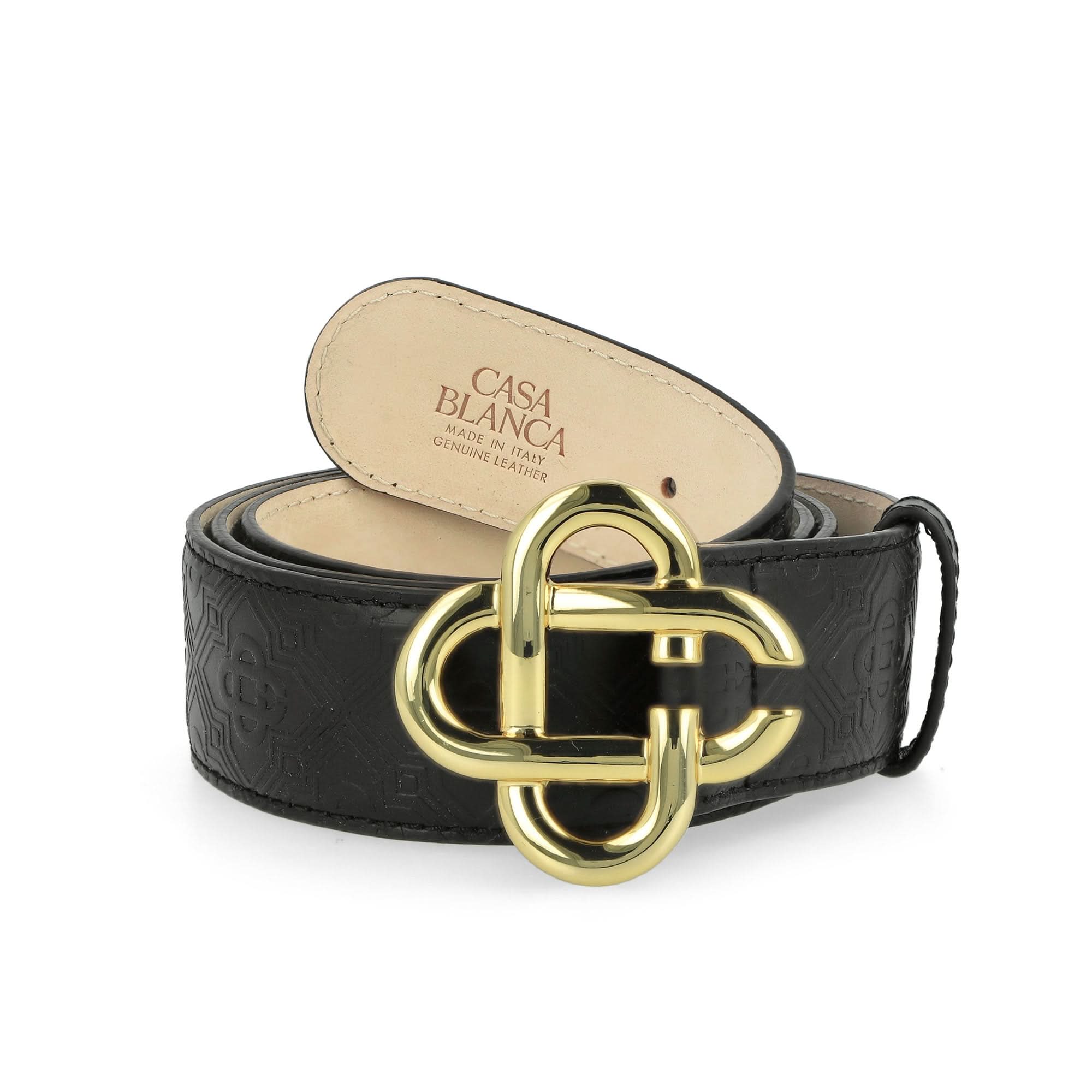 Mens CC Logo Buckle Embossed Belt - Image 2