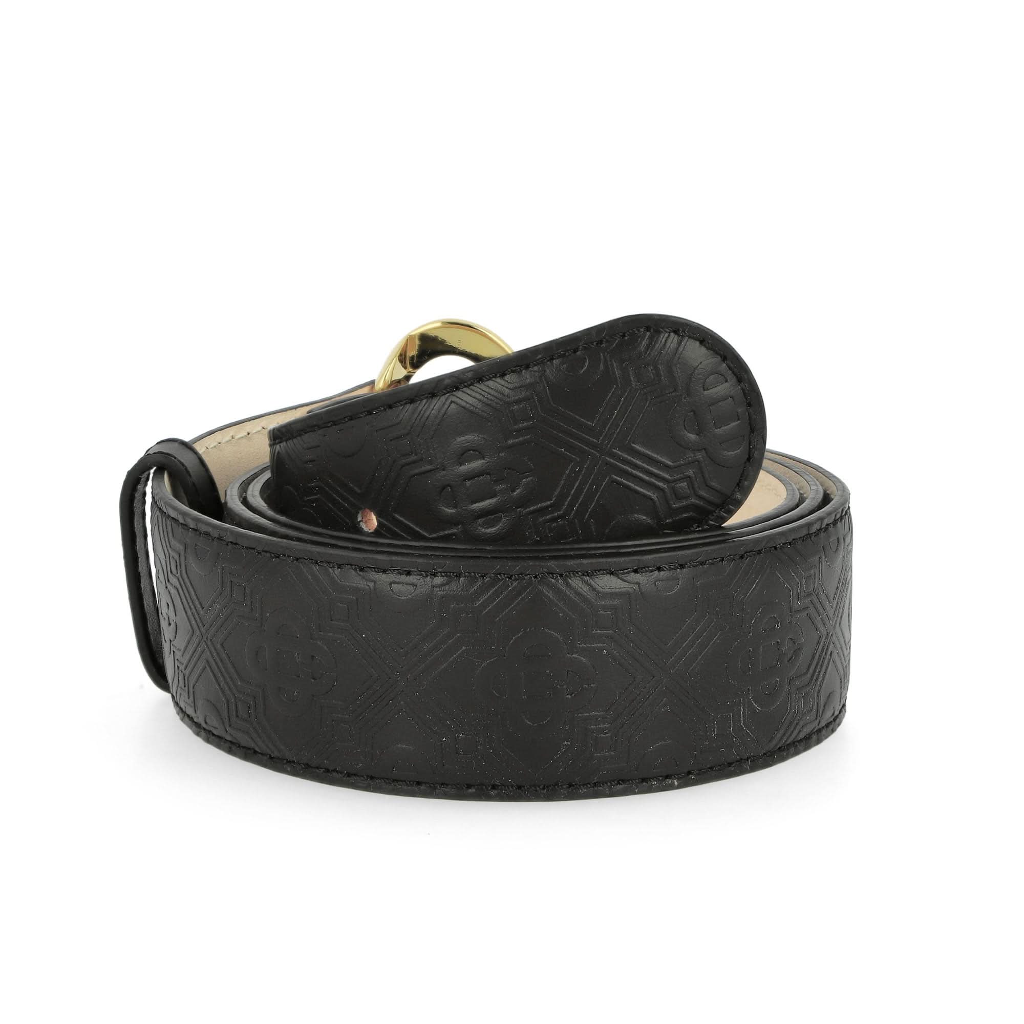 Mens CC Logo Buckle Embossed Belt - Image 3
