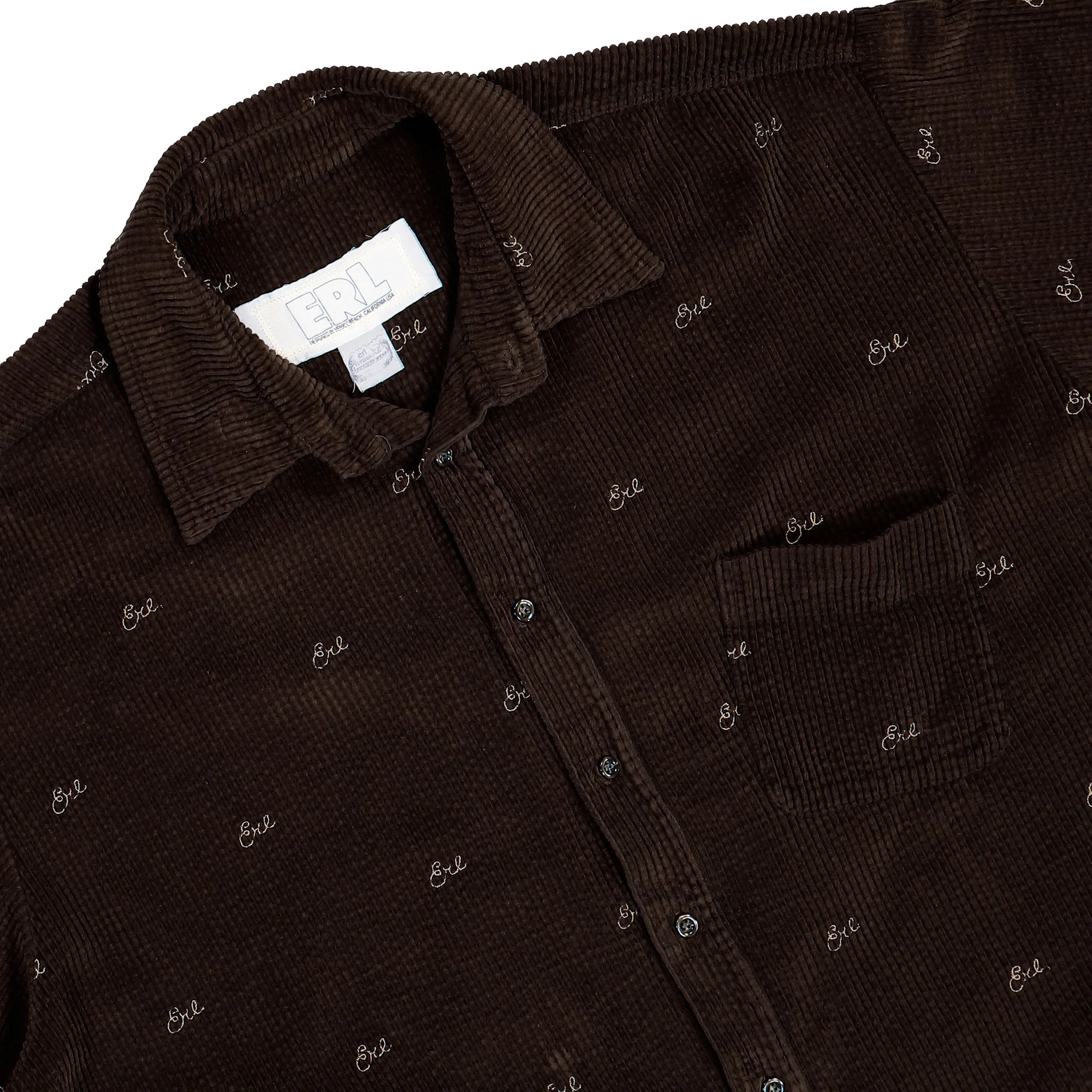 Embroidered Woven Corduroy Overshirt - Image 3