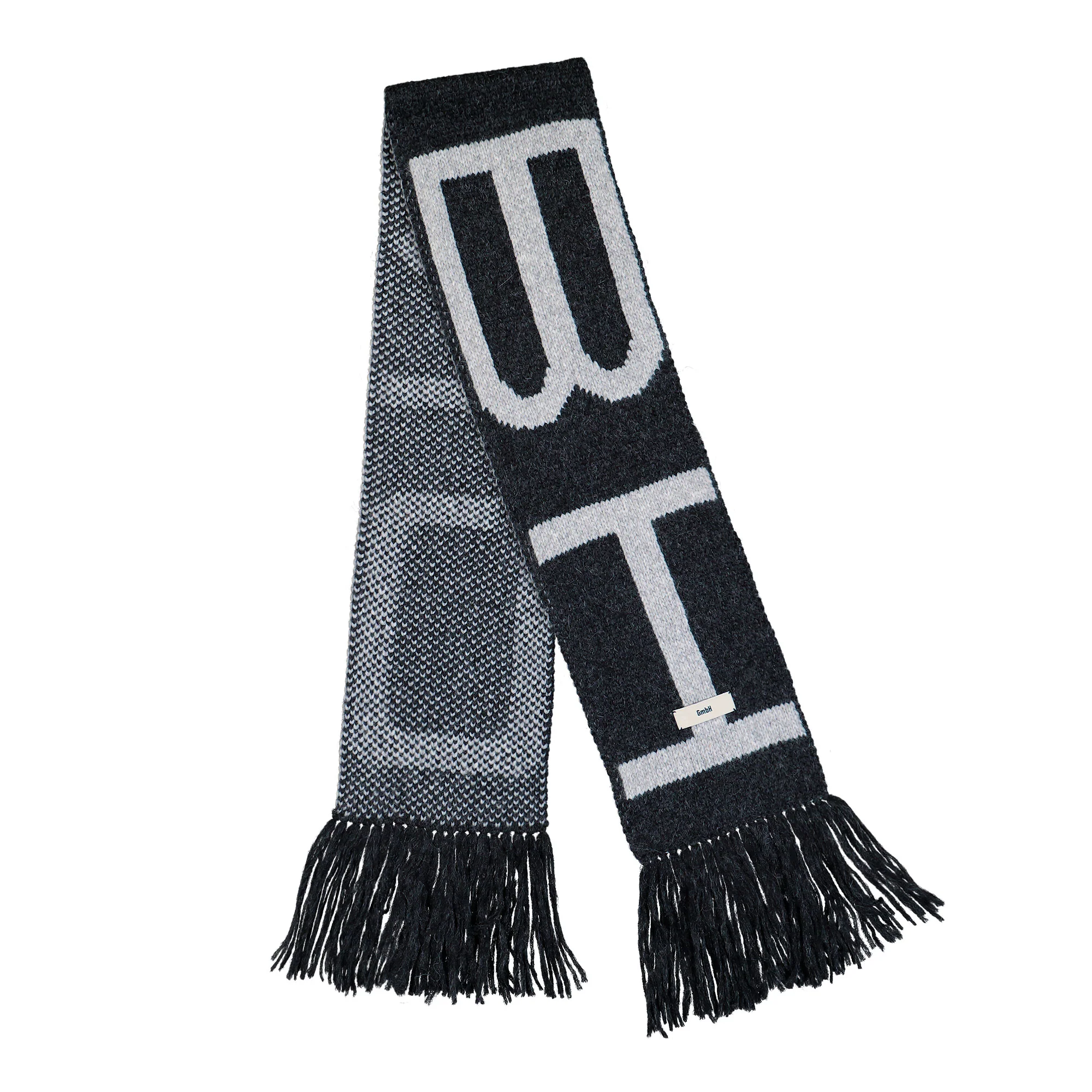 Knitted Colour Blocked Scarf With Fringes