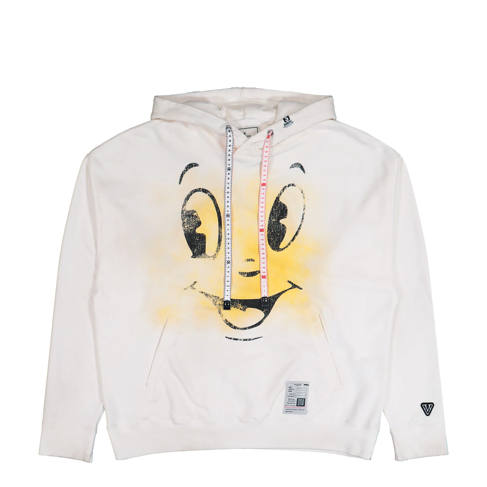 Happy Face Printed Distressed Hoodie