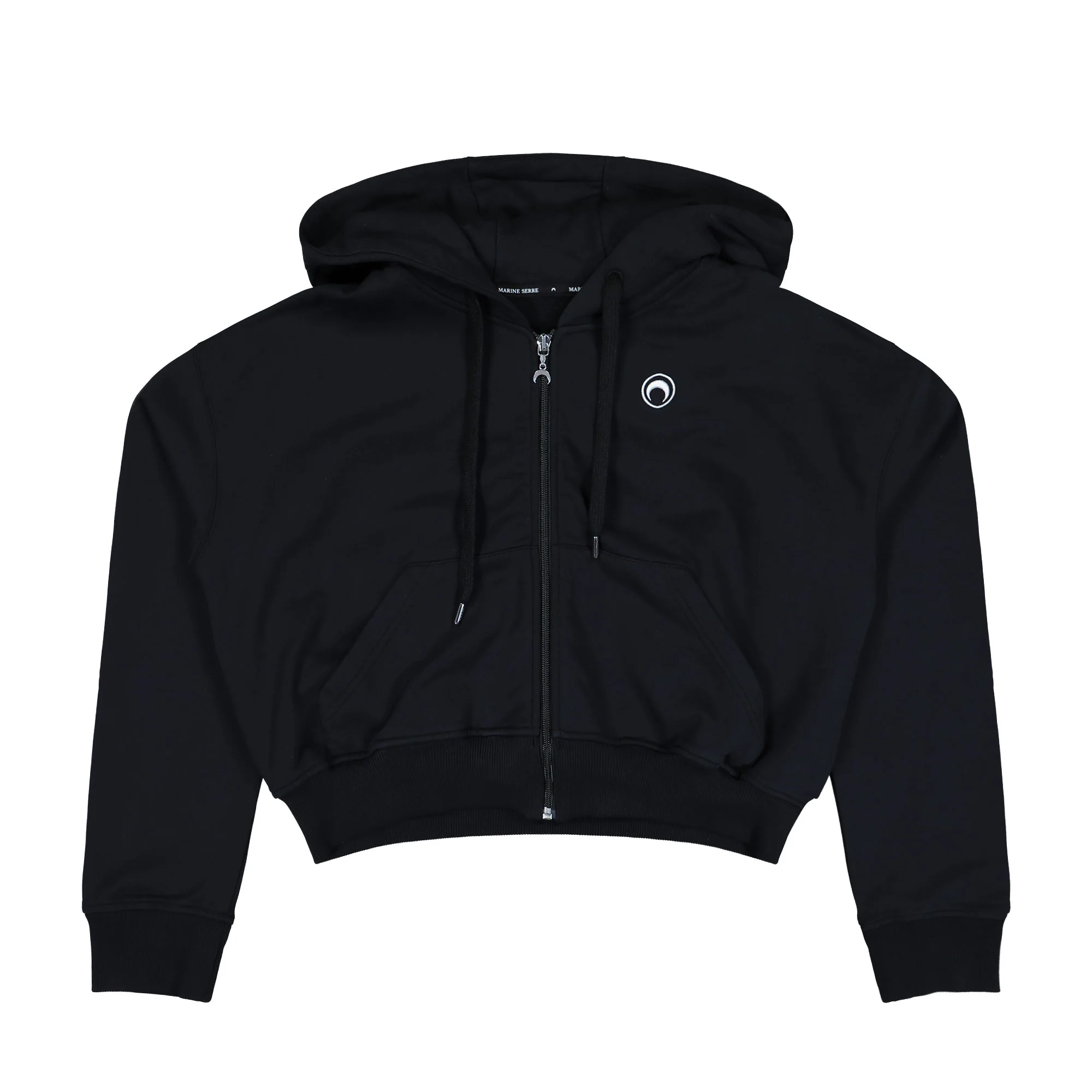 Moon Logo Fleece Zipped Cropped Hoodie
