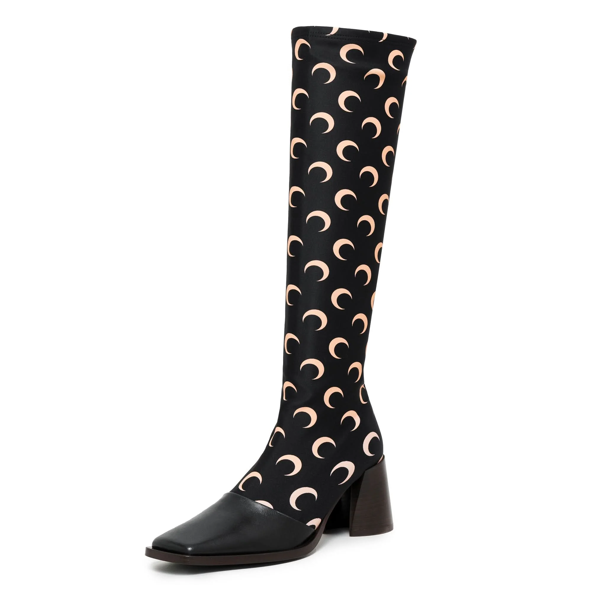 Regenerated All Over Moon Jersey Knee-High Boots - Image 4