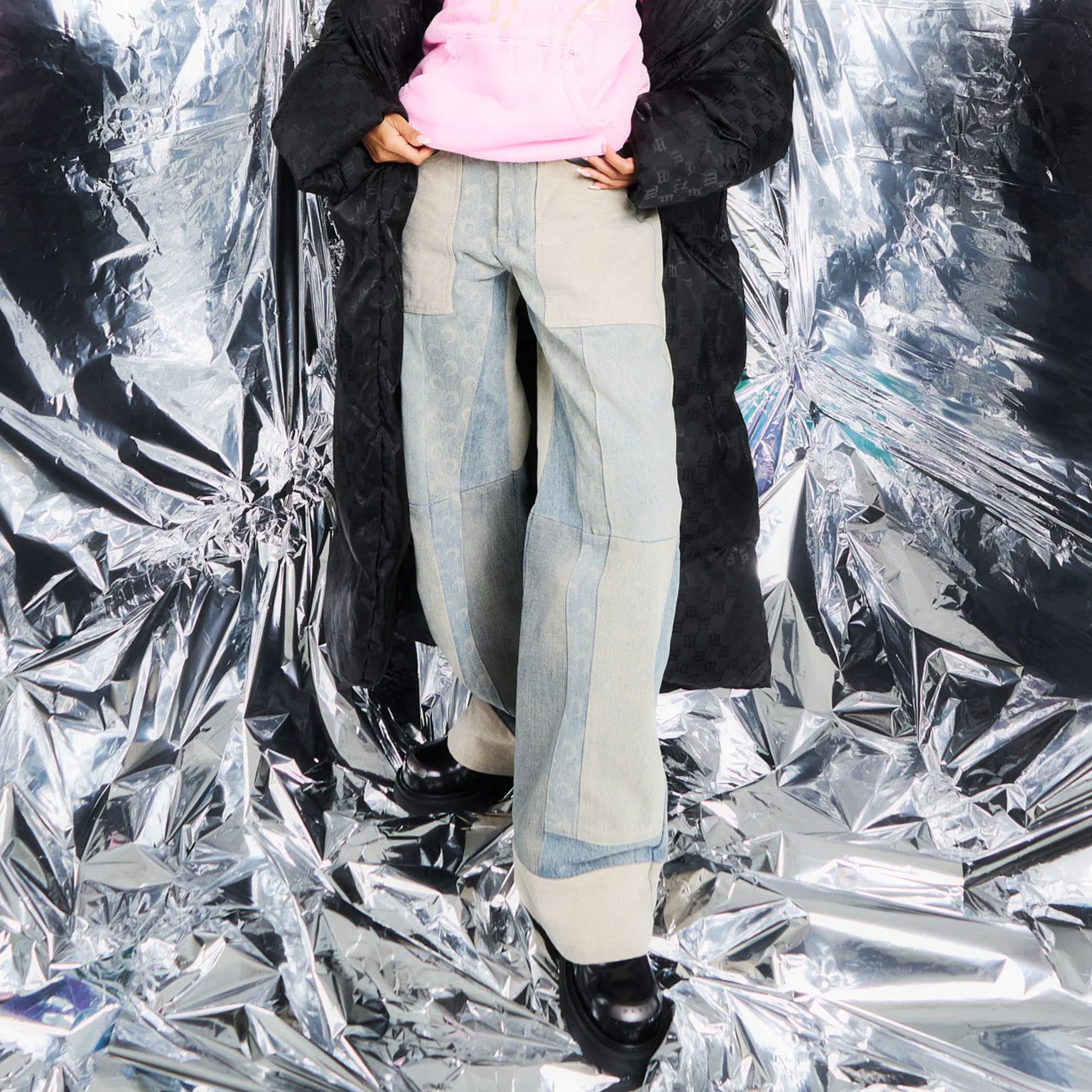 Regenerated Denim Wide Leg Pants - Image 2