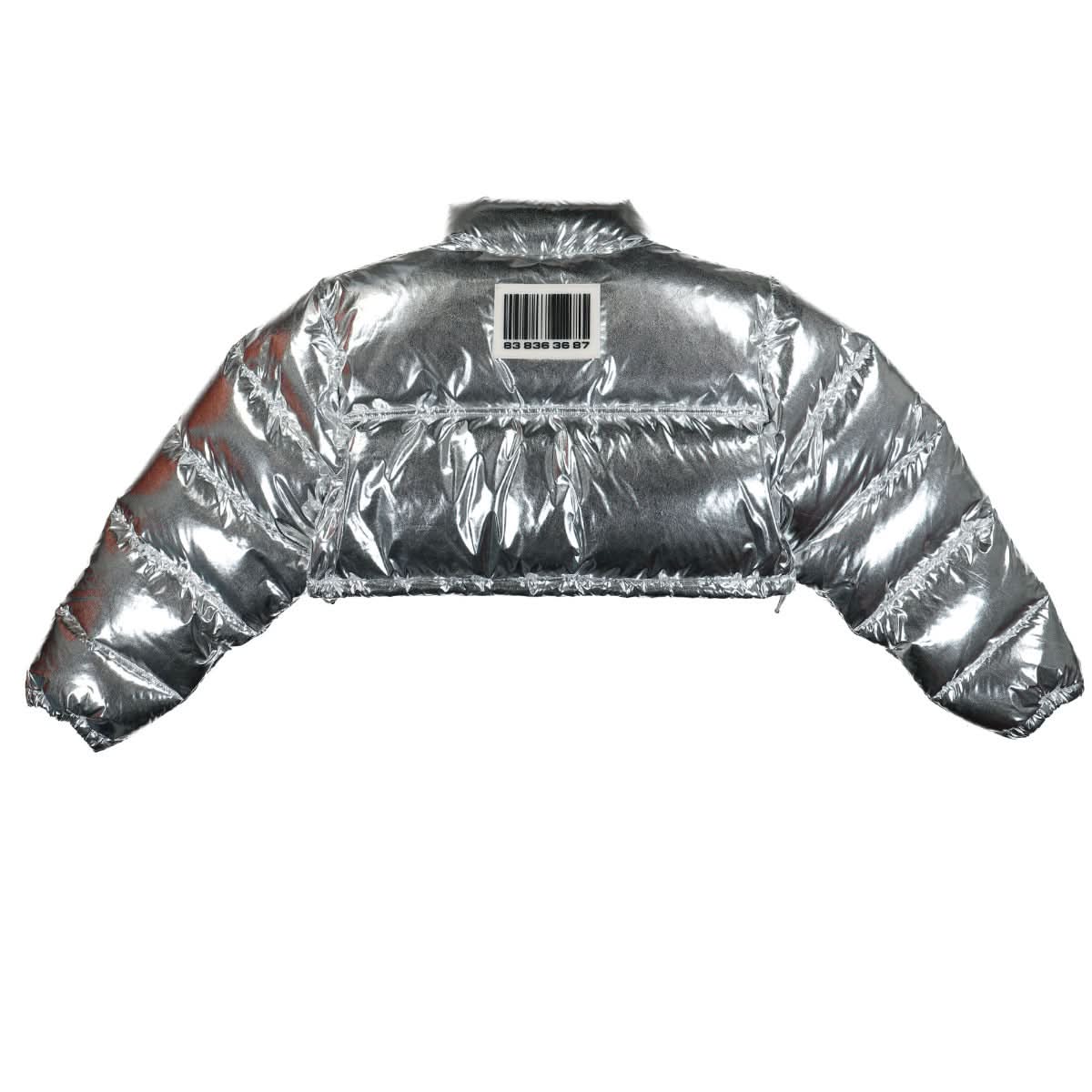 Metallic Cropped Puffer Jacket - Image 2