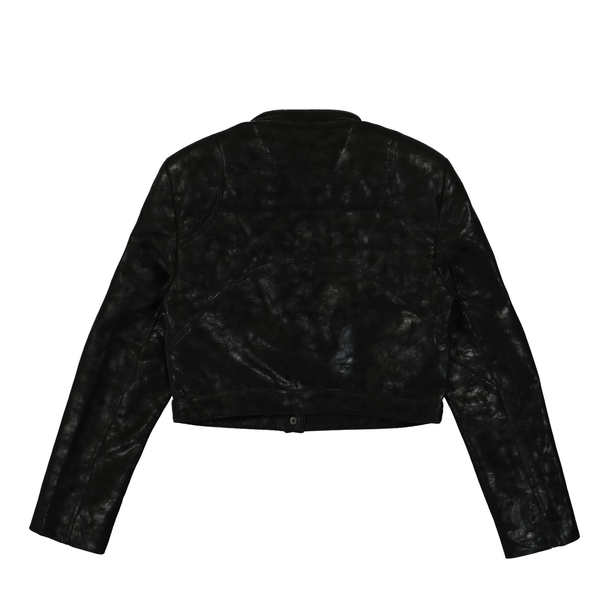 Faux Leather Cropped Moto Jacket - Image 2