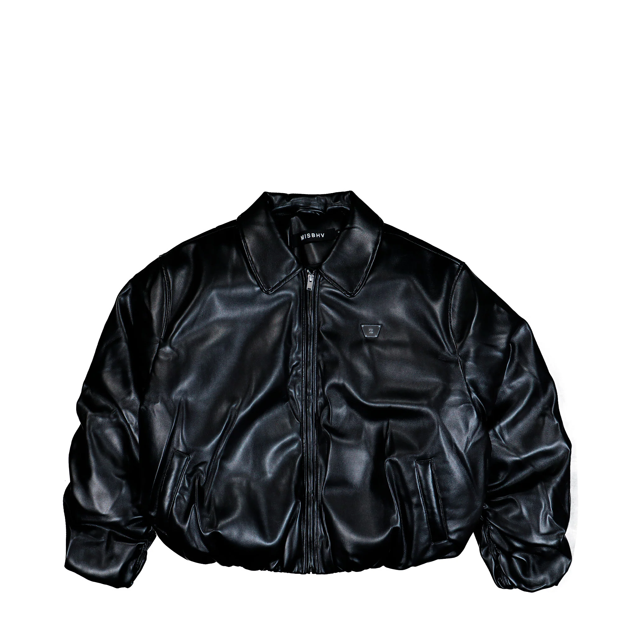 Faux Leather Puffer Bomber Jacket