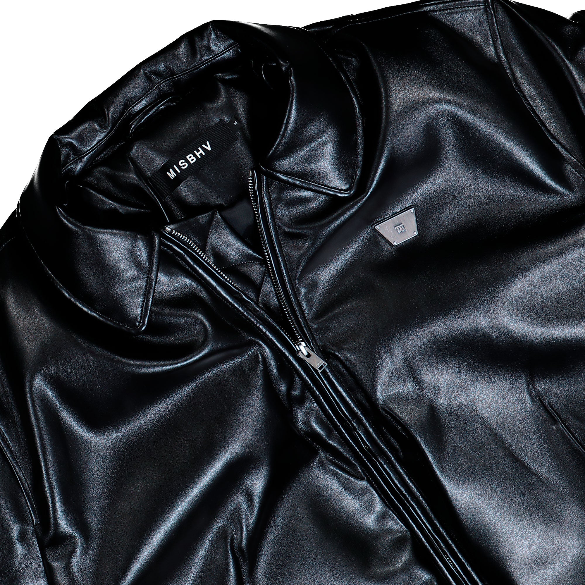 Faux Leather Puffer Bomber Jacket - Image 3