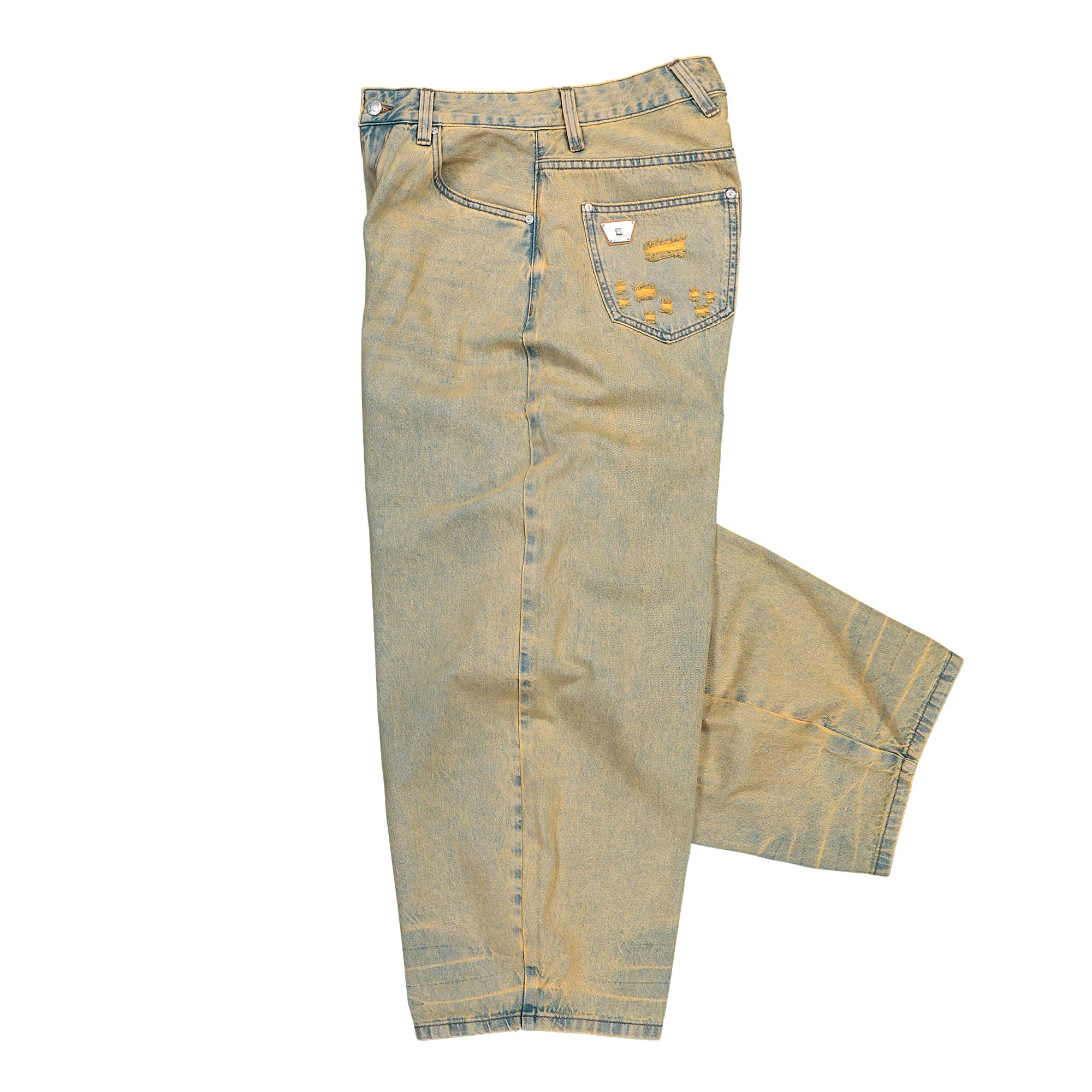 Sand Washed Balloon Denim Trousers - Image 3