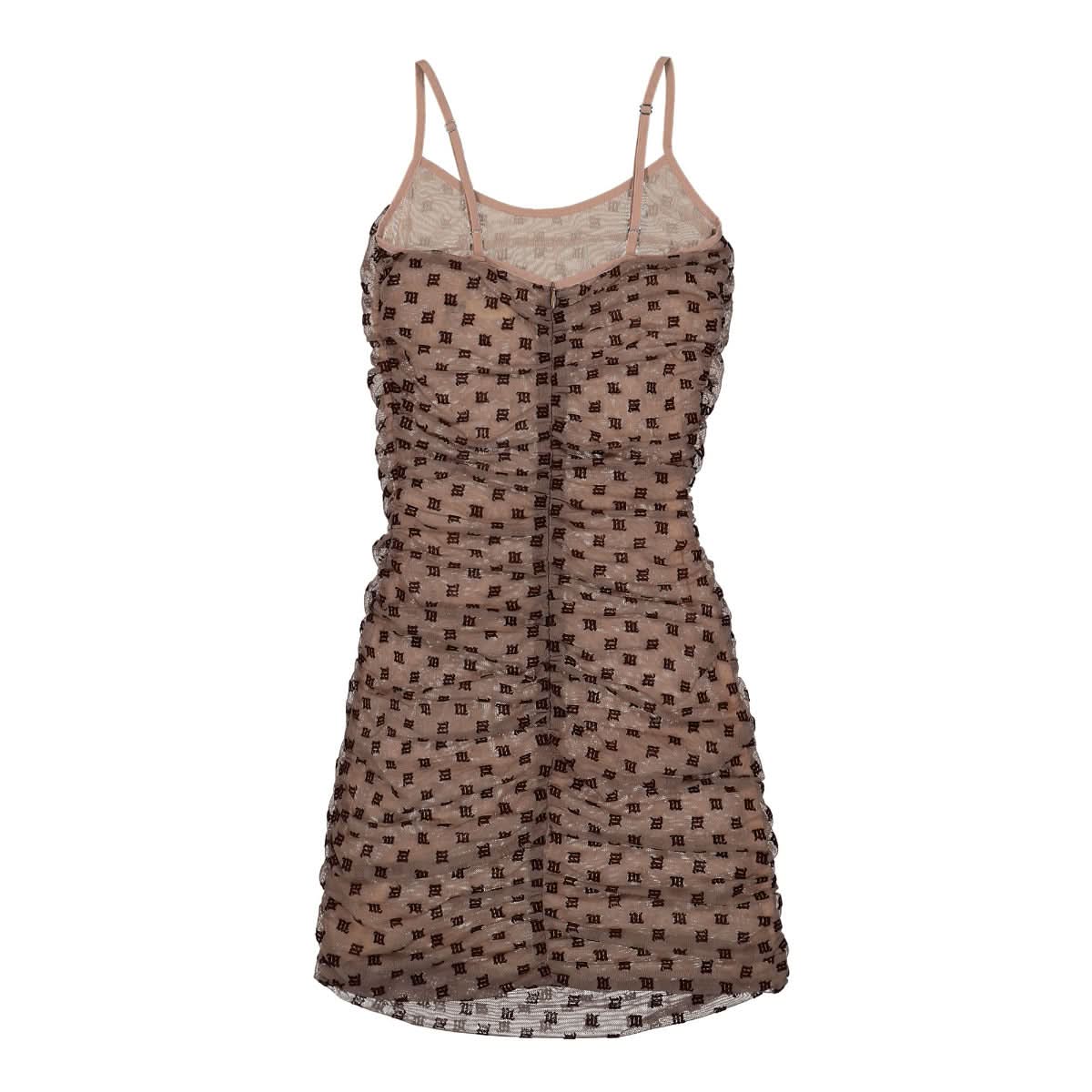 Monogram Mesh Draped Mini Dress - Image 2