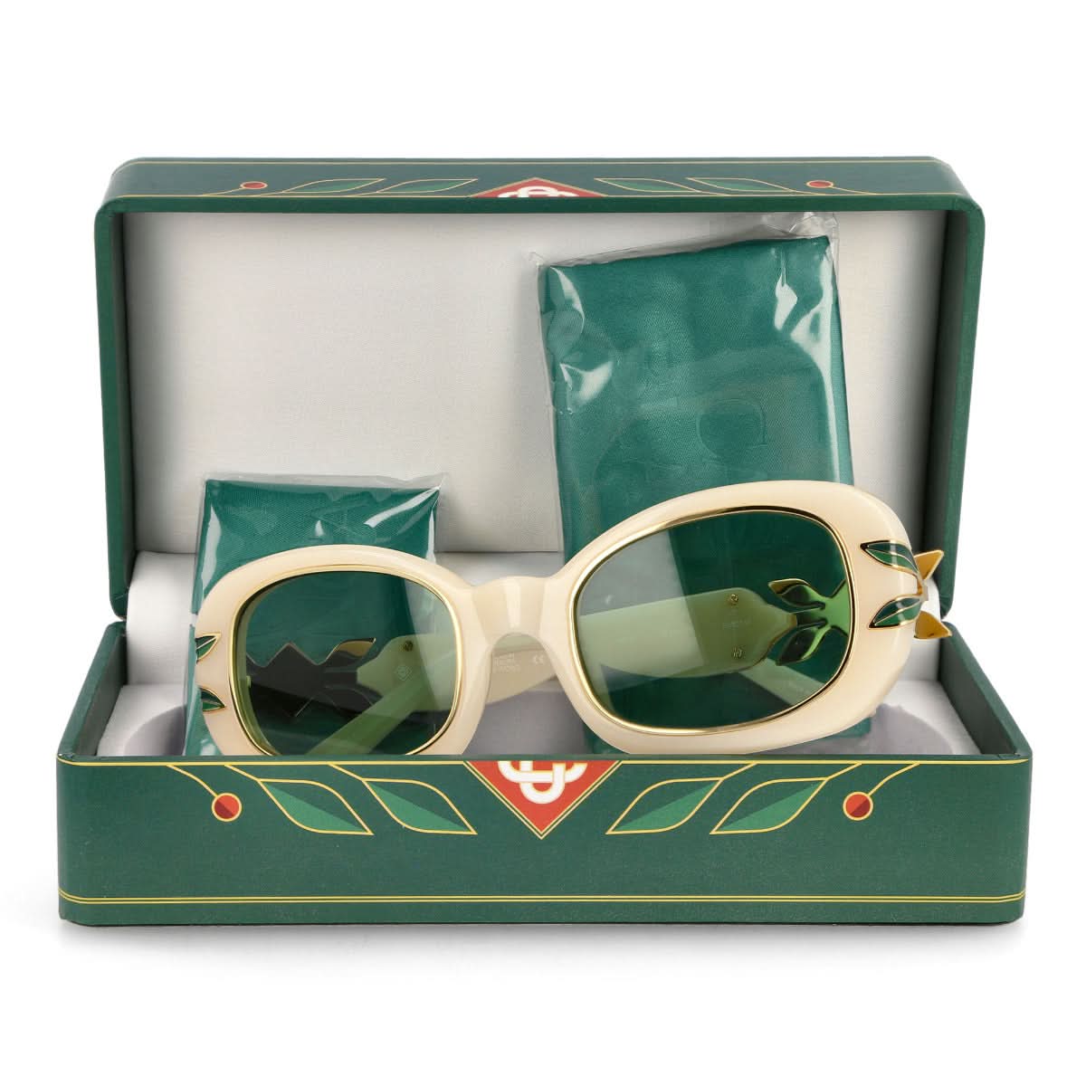 Oval Sunglasses with Laurel Detail - Image 4