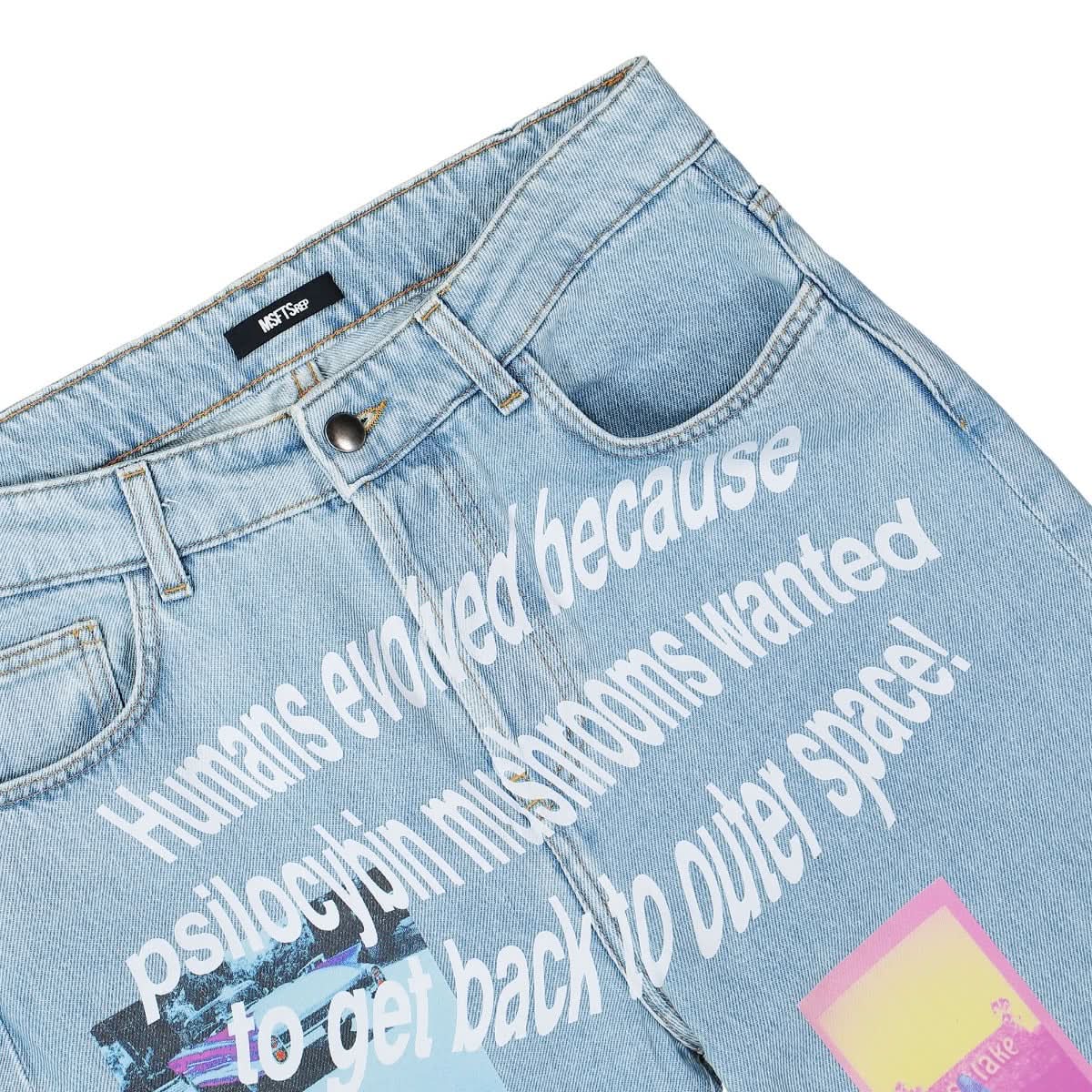 Printed Denim Trousers - Image 5