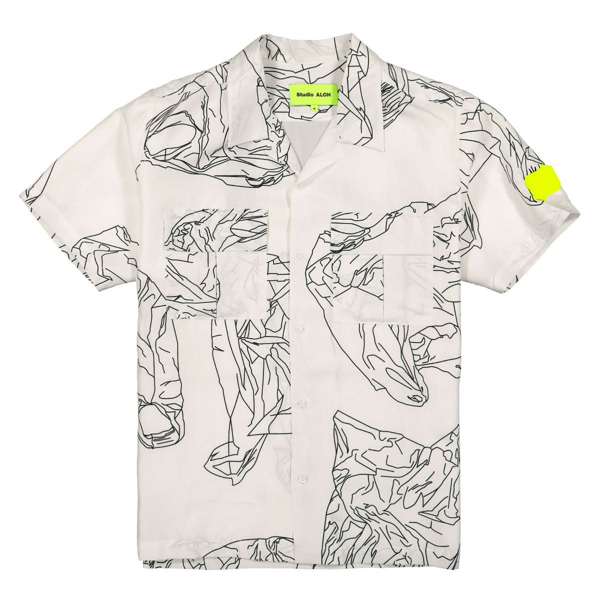 Printed Silk Shirt with Cargo Pockets