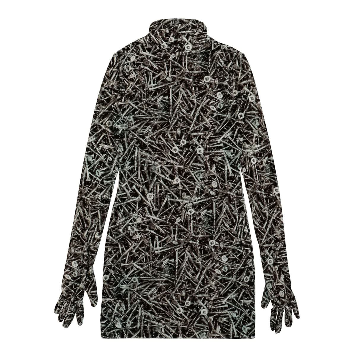 Screws Velvet Styling Dress with Gloves