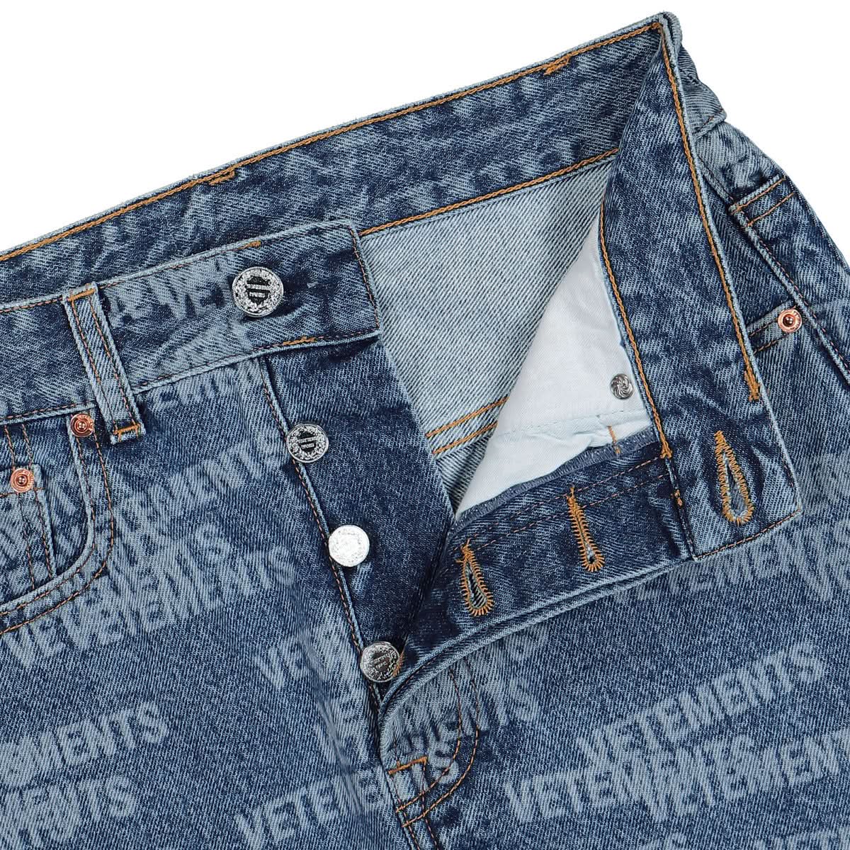 Stamped Logo Cut-Up Denim Mini Skirt - Image 3