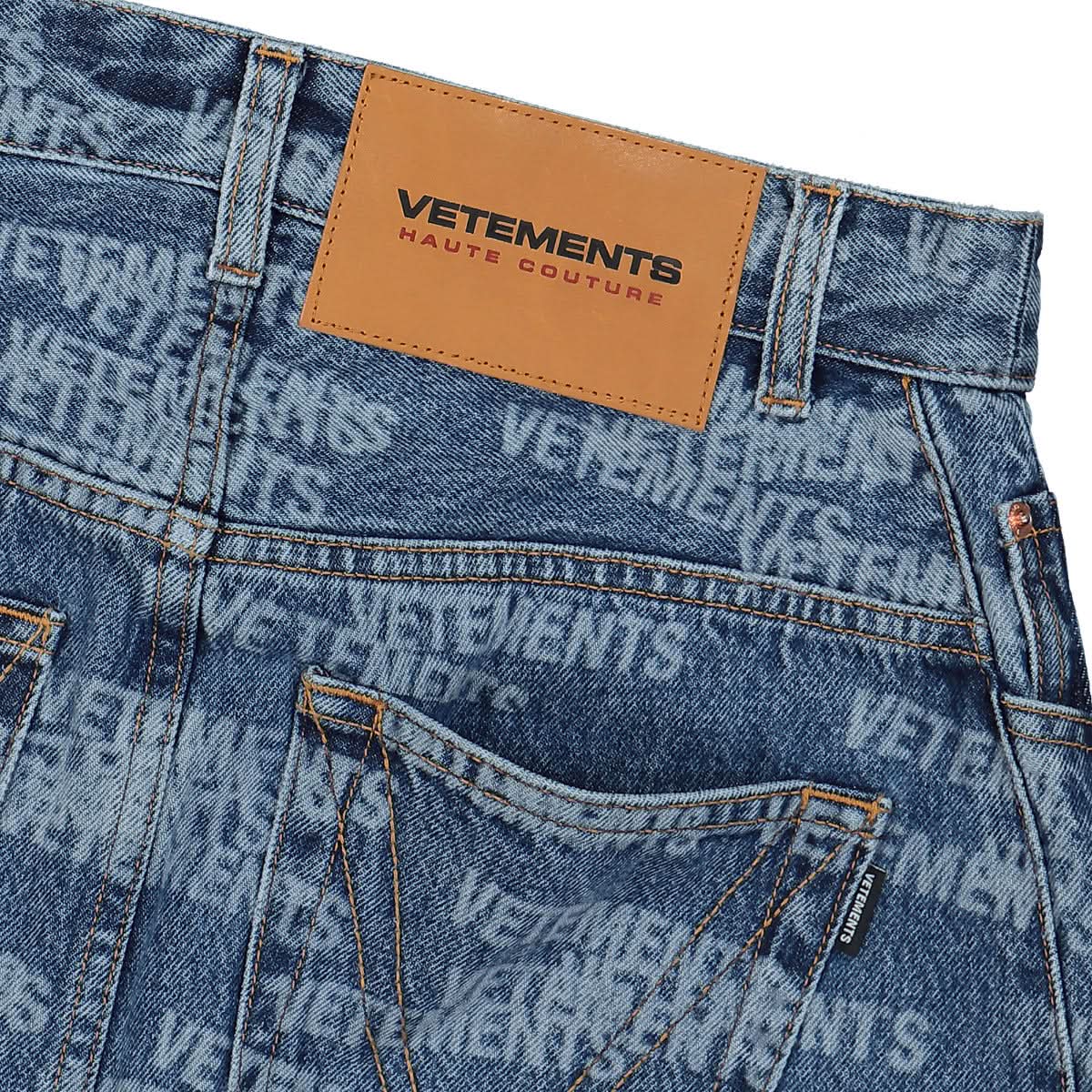 Stamped Logo Cut-Up Denim Mini Skirt - Image 5