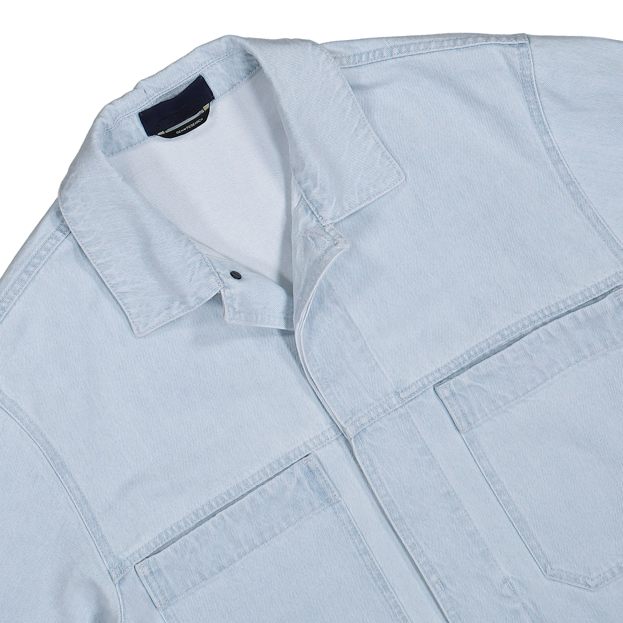 Indigo Denim Ultra Bleached Biker Jacket - Image 3