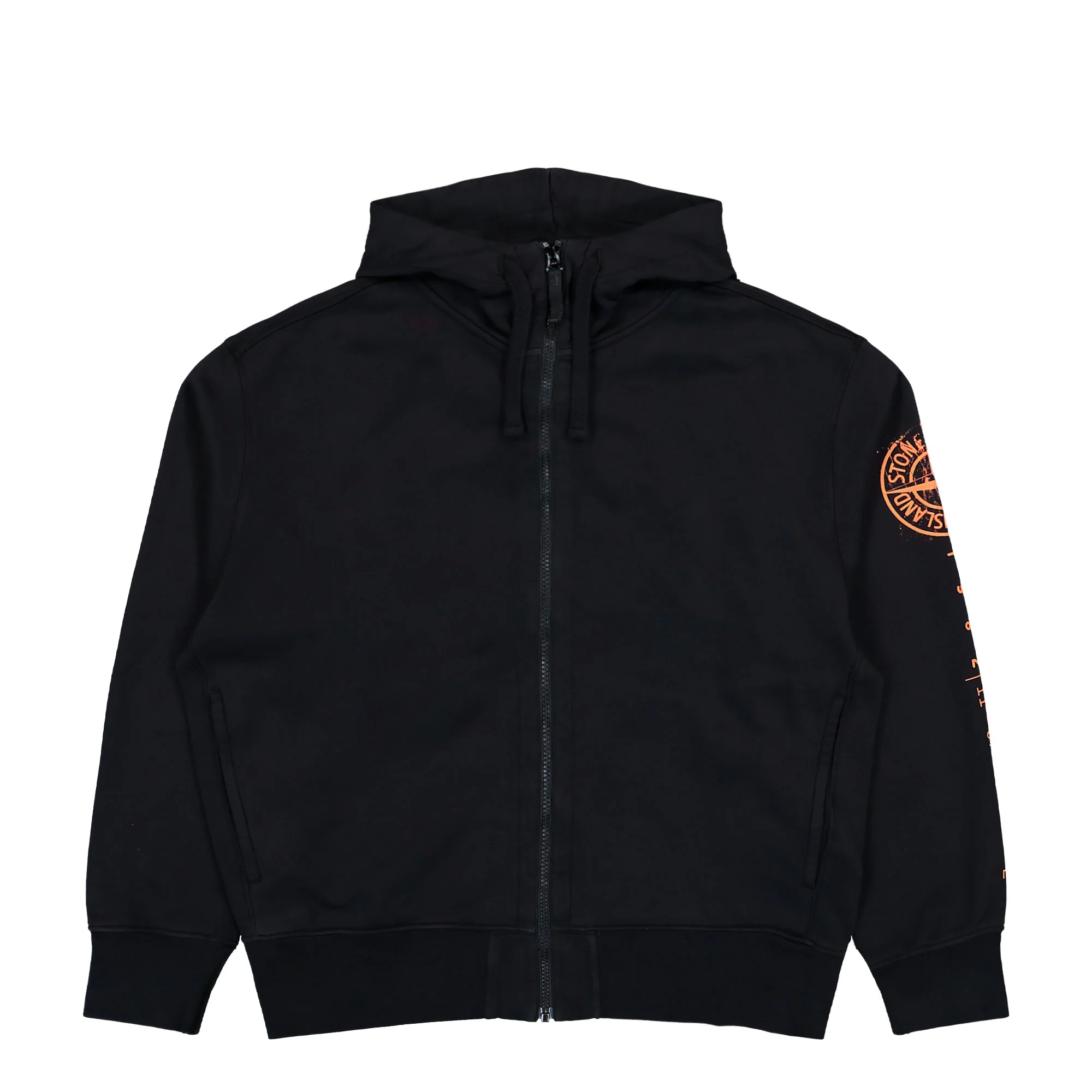 Oversized Zip-Up Hooded Sweatshirt With Vertical Placement Print