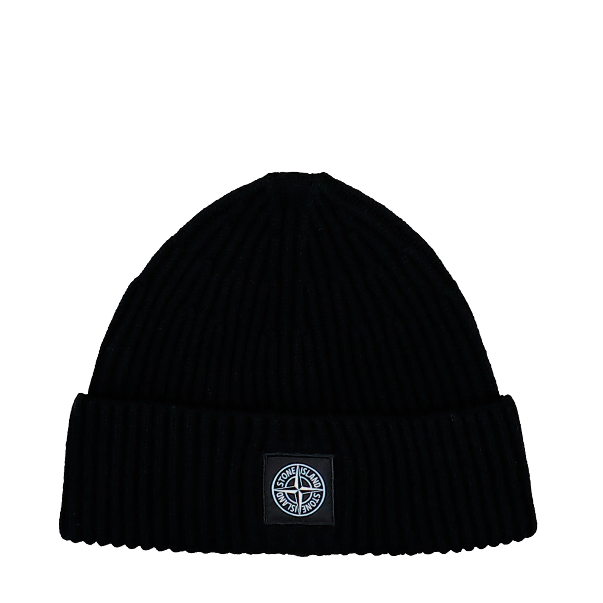 Ribbed Knit Beanie With Compass Logo Patch