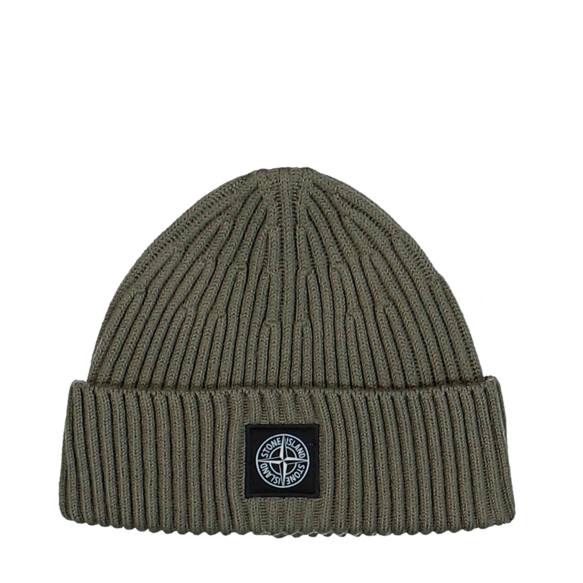 Ribbed Knit Beanie With Compass Logo Patch