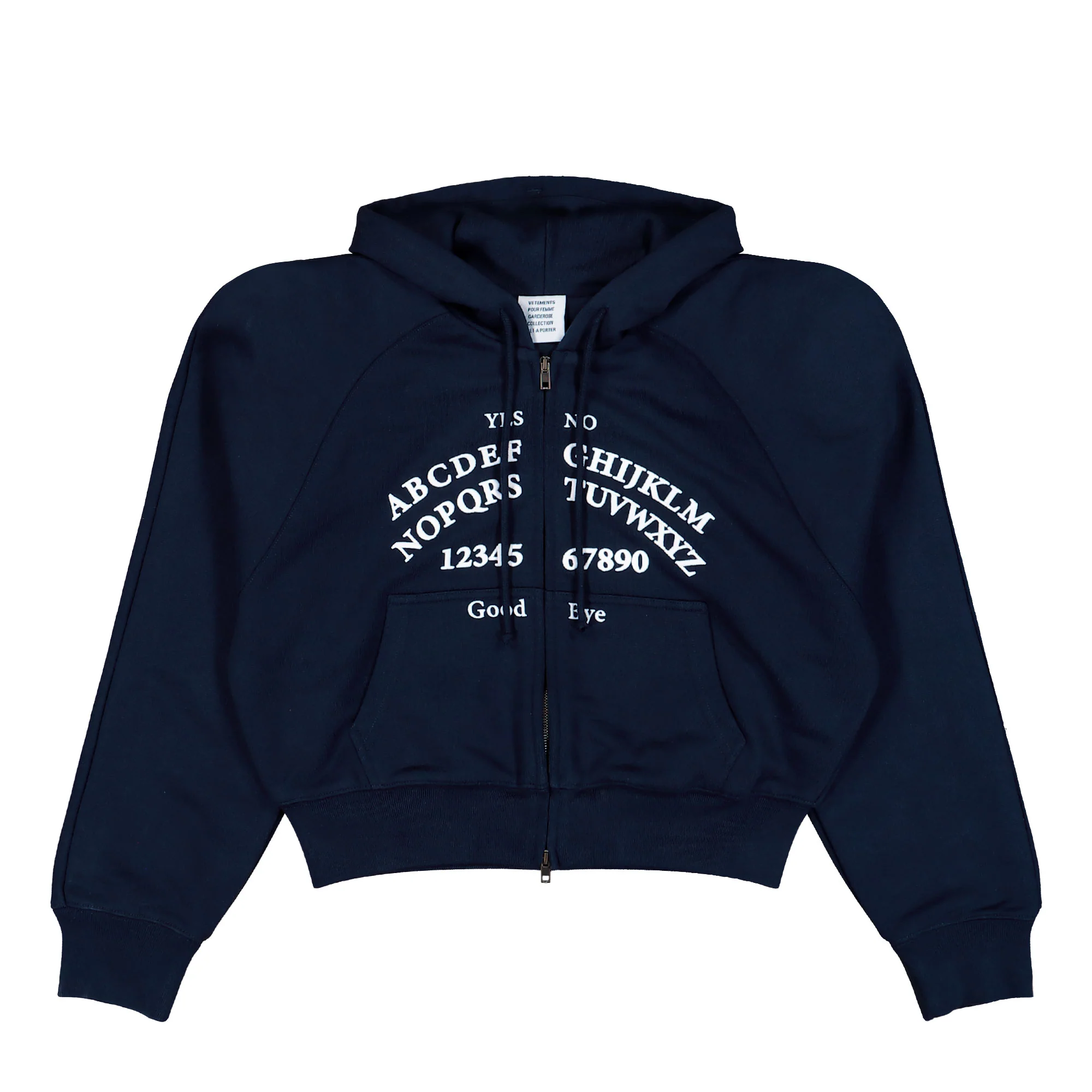 Alphabet Round Shoulder Zip-Up Hoodie
