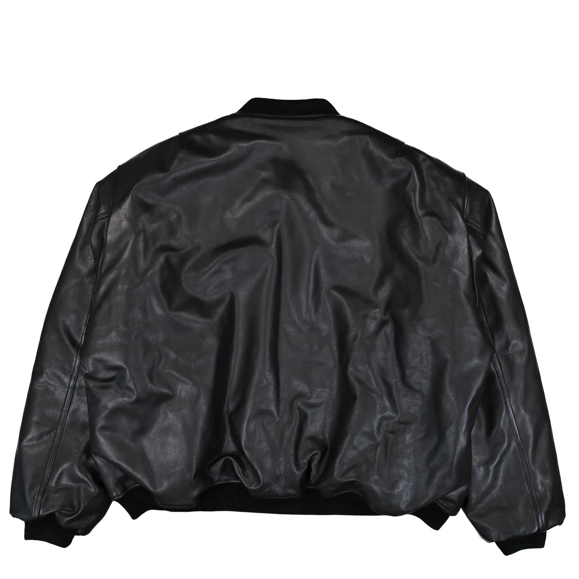 Oversized Leather Bomber Jacket - Image 4