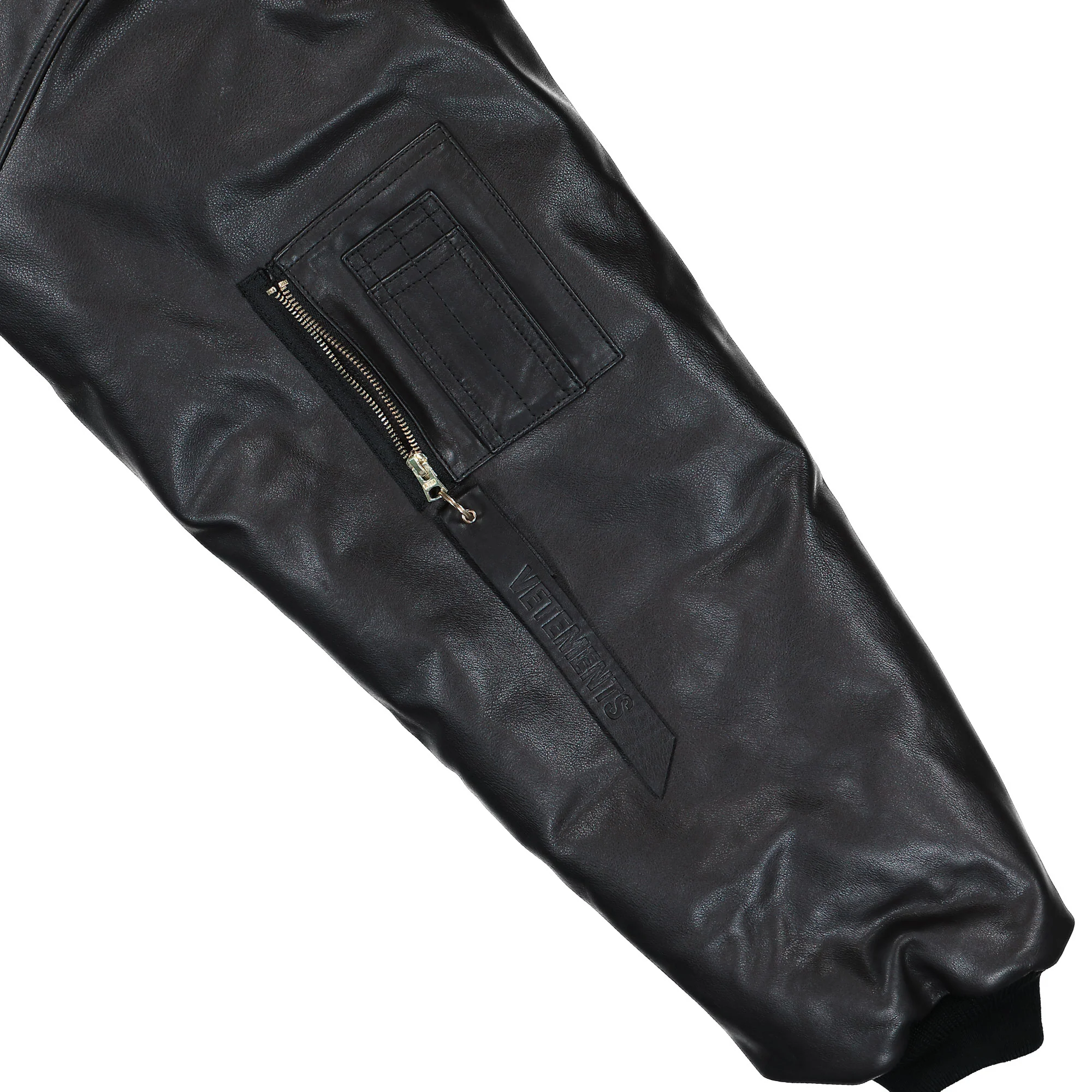 Oversized Leather Bomber Jacket - Image 7